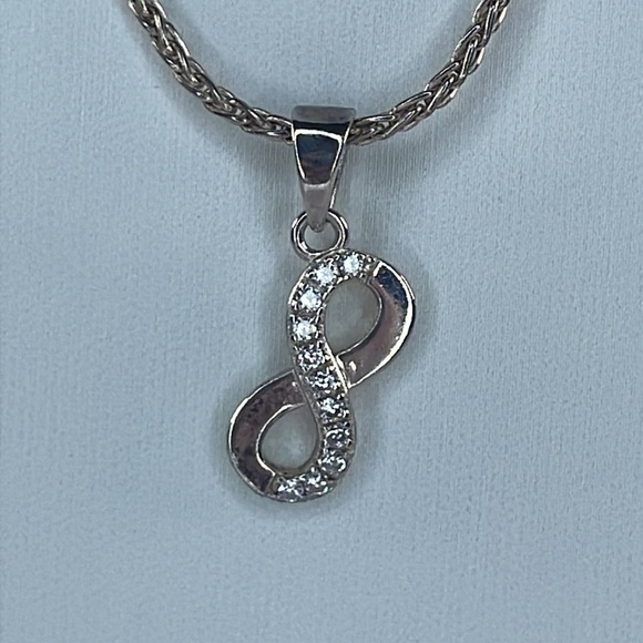 Time and Tru Silver Tone Infinity Crystal Pendant Necklace  SILVER 925 Infinity Crystal Necklace